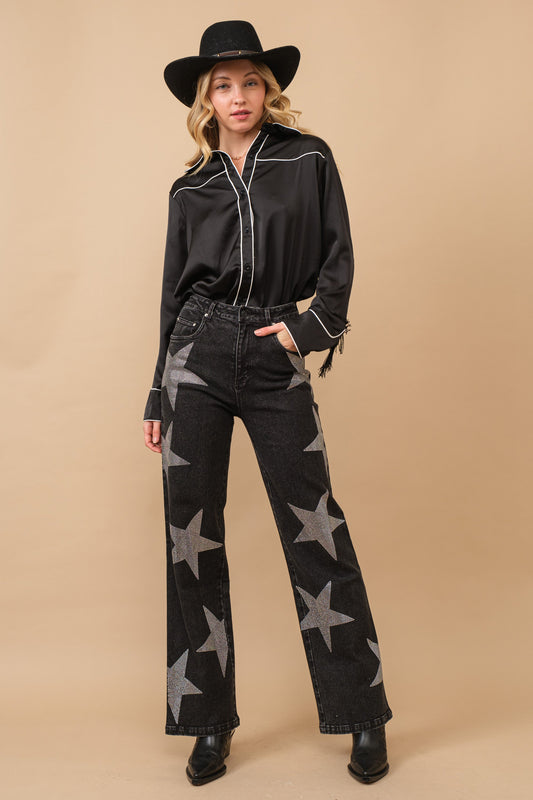 Rhinestone Star Jeans