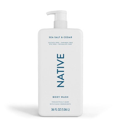 Native Body Wash Sea Salt & Cedar with Pump 36 fl oz - Imperfect Container