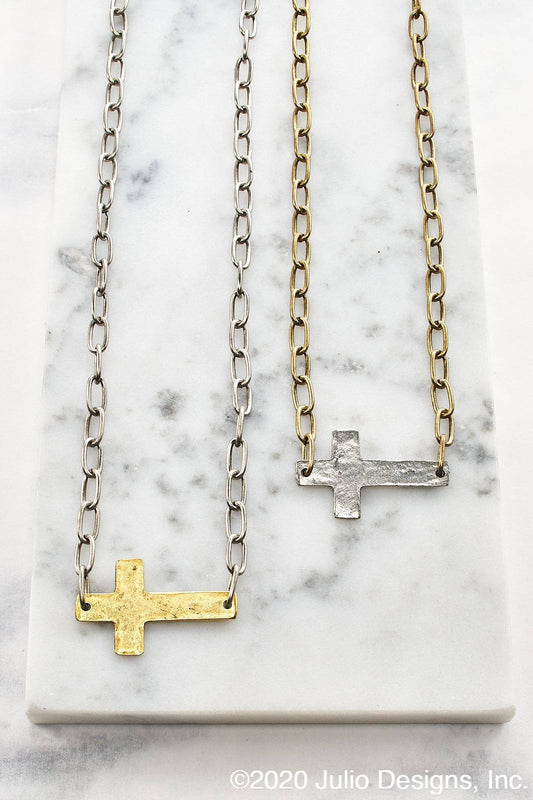 Paper Clip Chain Cross Necklace